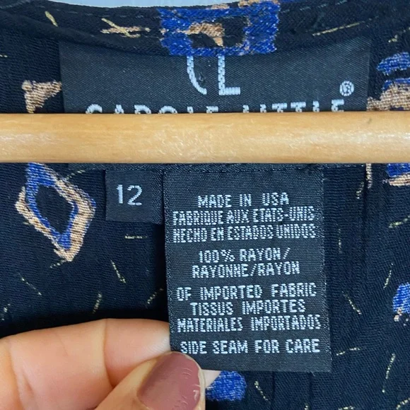 Carole Little 90s Pleated Maxi Dress Sz 12 Tribal Boho Whimsigoth V-Neck VTG USA - Picture 12 of 12